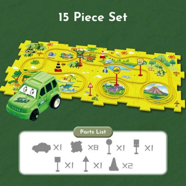 Puzzle z torami kolejowymi - Dinozaur
