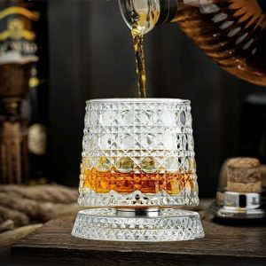 Kryształowa szklanka do whisky z obrotowym dnem